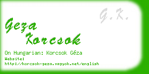 geza korcsok business card